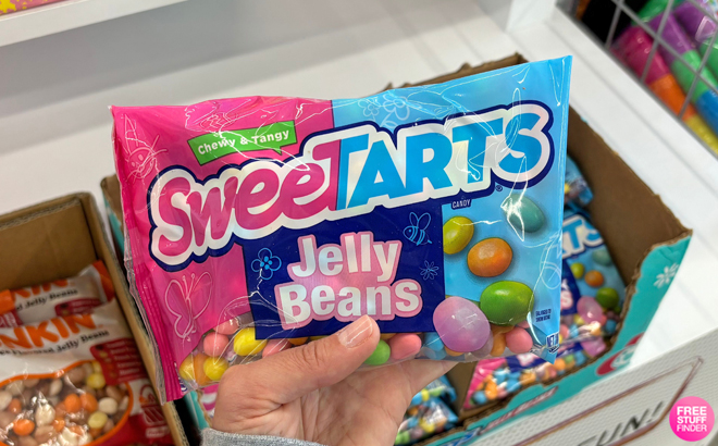 A Person Holding a Sweetarts Jelly Beans Bag