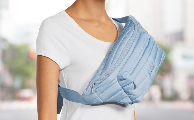 A Person With a Reebok Womens Rylan Quilted Fanny Pack