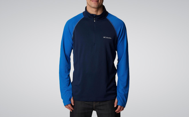 A Person is Wearing Mens Columbia Narrows Pointe Half Zip Top
