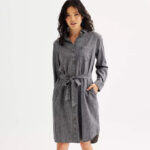 A Person is Wearing Sonoma Goods For Life Shirt Dress in Chambray Color