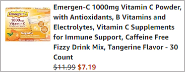 A person holding a box of Emergen C 1000mg Vitamin C Powder Tangerine Flavor Order Summary A person holding a box of Emergen C 1000mg Vitamin C Powder Tangerine Flavor Order Summary