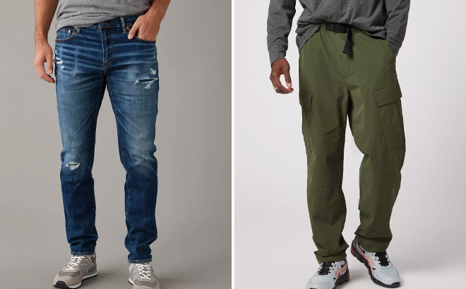 AE AirFlex Cargo Joggers and AE AirFlex Patched Athletic Fit Jeans