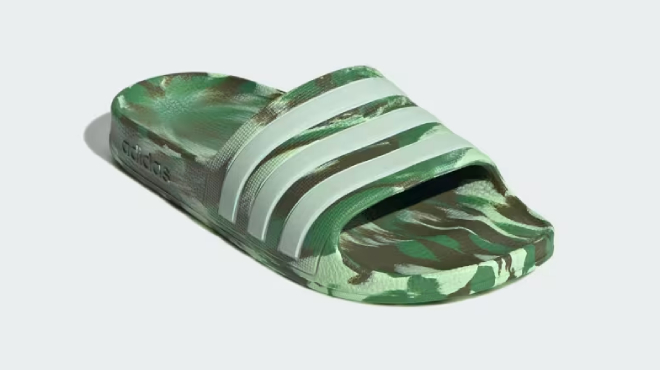 Adidas Adilette Aqua Kids Slides in Preloved Green Color