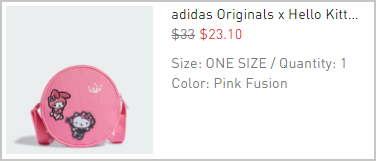 Adidas Kids Hello Kitty Bag Checkout Price with code
