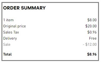 Adidas Tee Order Summary