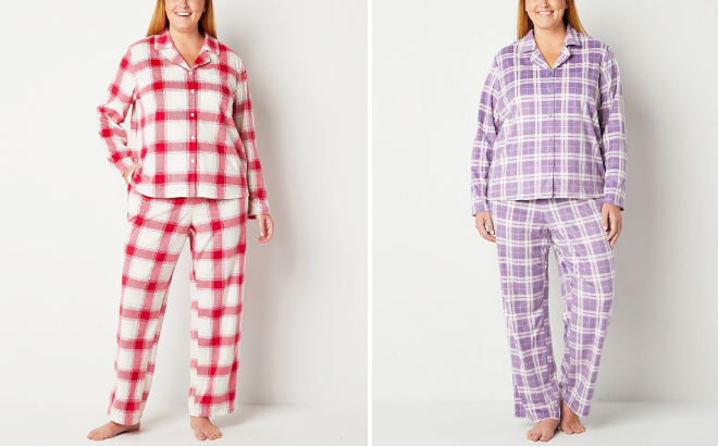 Adonna Womens Plus Size Long Sleeve 2 Piece Pajama Set