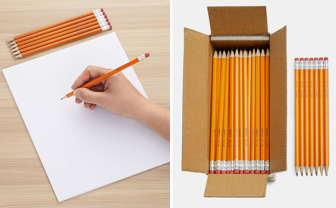 Amazon Basics Woodcased 2 Pencils Pre sharpened HB Lead Bulk Box 150 Count Yellow