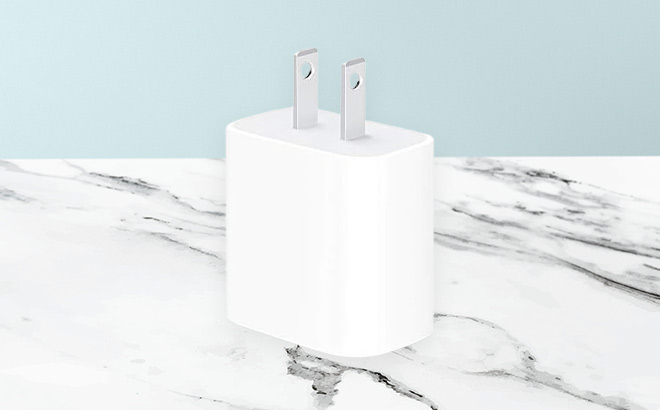 Apple 20W USB C Fast Power Adapter on the Table