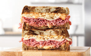 Arbys Corned Beef Reuben on a Table