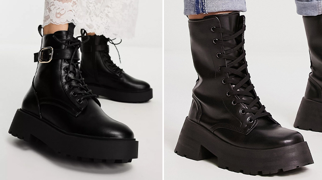 Asos Wide Fit Alix Chunky Lace Up Ankle Womens Boots and Asos Wide Fit Albany Chunky Lace Up Ankle Womens Boots