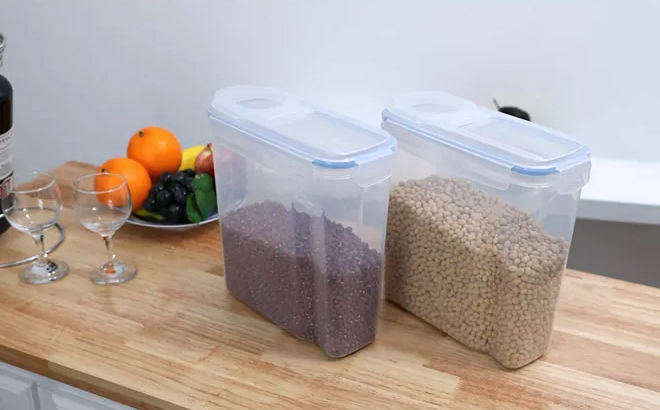 BASICWISE Set of 2 Plastic Food Cereal Containers