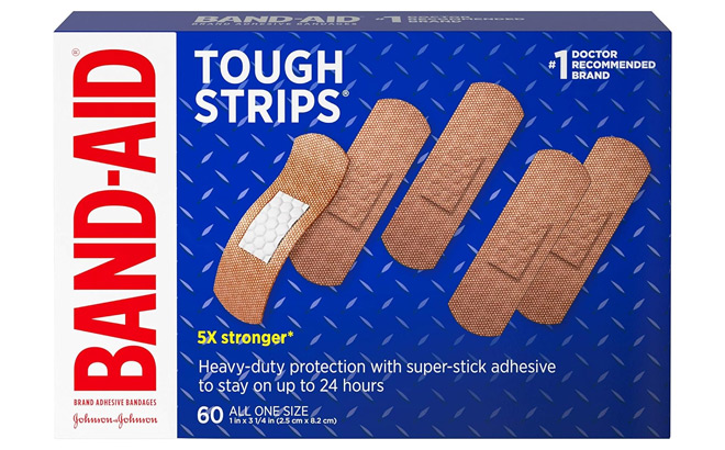 Band Aid Brand Tough Strips Adhesive Bandage 60 Count