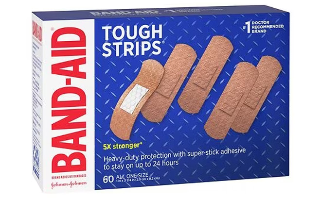 Band Aid Tough Strips Adhesive Bandage 60 Count