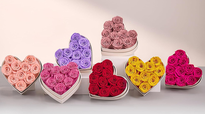 Beaulasting Roses Forever Flowers in Heart Shape Box
