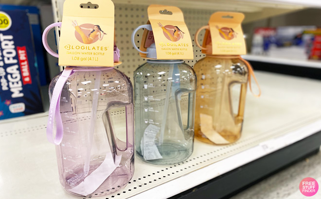 Blogilates 128 ounce Water Bottles on Store Shelf