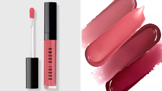 Bobbi Brown Crushed Oil Infused Lip Gloss on the Left and Various Shades of Same Item on the Right