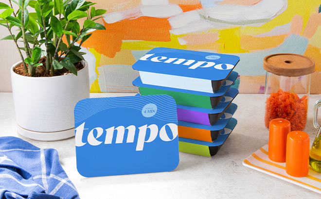 Boxes of Tempo Meal Boxes on a Kitchen Counter
