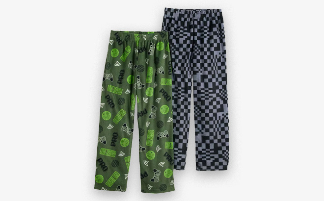 Boys Duds 2 Pack Pajama Pants in Green Black Multi Color