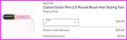 Calista GoGo Mini Brush Checkout Screen