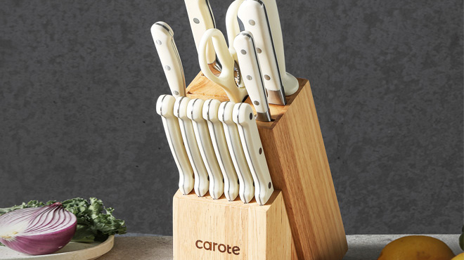Carote 14 Piece Kitchen Knife Set with Wooden Block