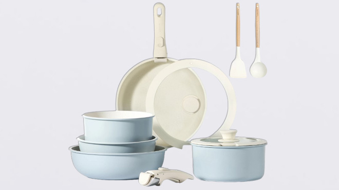 Carote Cookware 11 Piece Set on Plain Background