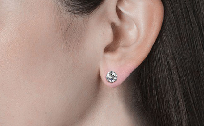 Cate Chloe Eden 18k White Gold Plated Silver Stud Earrings