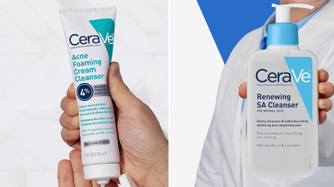 CeraVe Acne Foaming Cream Cleanser and CeraVe SA Cleanser