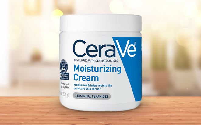 CeraVe Moisturizing Cream 19 Ounce on a Wooden Table