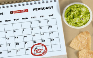 Chipotle February Calendar Beside a Guac