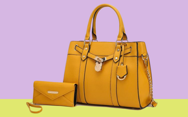 Christine Vegan Leather Womens Satchel Handbag with wallet 2 pieces