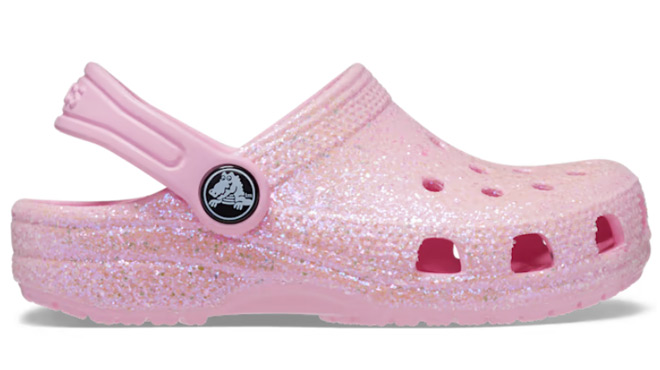 Crocs Toddler Classic Glitter Clog in Flamingo Color