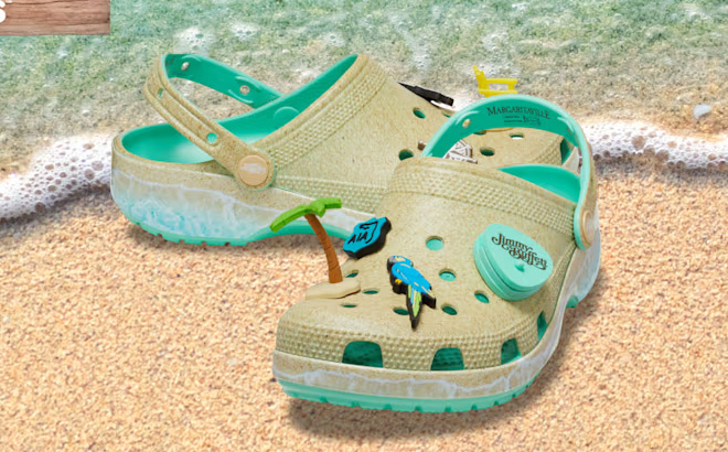 Crocs x Margaritaville Beach Classic Clogs on Sand and Water