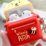Cute AirPod Case Cover for Apple AirPods with Keychain Clasp Winnie The Pooh Bear Backpack Bag