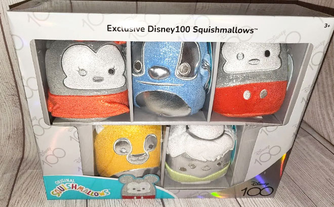 Disney Squishmallows 5 Piece Set on a Box
