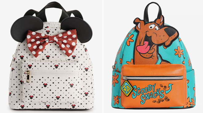 Disneys Minnie Mouse Mini Backpack with Glitter Bow 3D Ears and Scooby Doo Scooby Snacks Mini Backpack