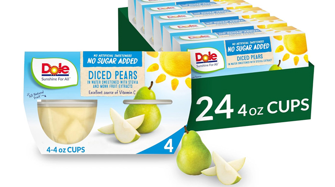 Dole Fruit Bowls No Sugar Added 24 Count Diced Pears