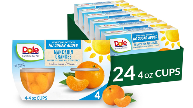 Dole Fruit Bowls No Sugar Added 24 Count Mandarin Orange