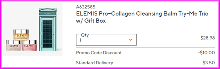 ELEMIS Pro Collagen Cleansing Balm Try Me Trio Checkout Screen ELEMIS Pro Collagen Cleansing Balm Try Me Trio Checkout Screen