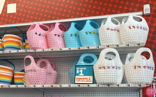 Easter Baskets on Shelf at Five Below
