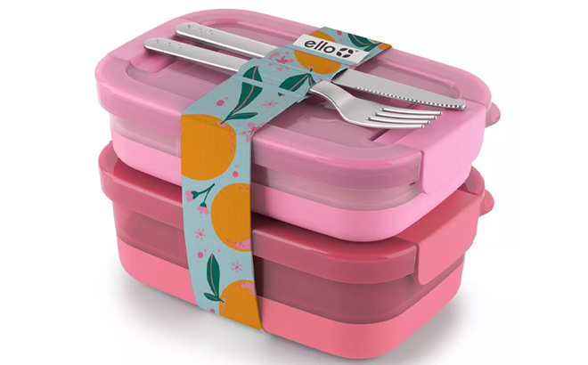 Ello Plastic Lunch Stack Food Storage Container 2 Pack