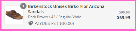 Final Price Breakdown for Birkenstock Sandals