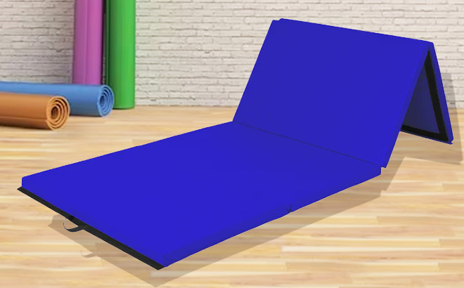 Folding Exercise Fitness Workout Gym Floor Mat in Royal Blue Folding Exercise Fitness Workout Gym Floor Mat in Royal Blue