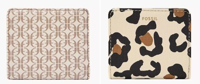 Fossil Madison Bifold in Taupe and Tan Color and Madison Bifold in Leopard Khaki Color