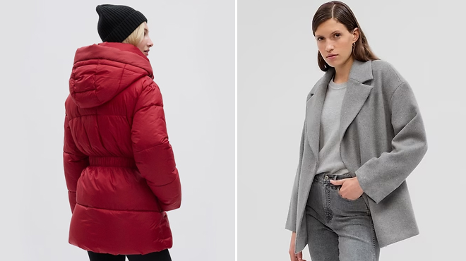 GAP Big Puff Cinched Jacket and GAP Wool Short Wrap Coat GAP Big Puff Cinched Jacket and GAP Wool Short Wrap Coat