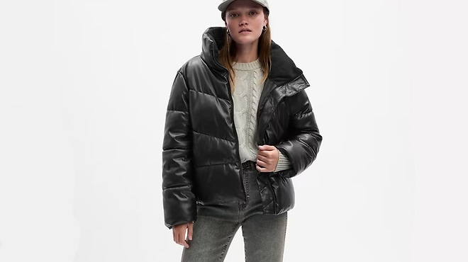 GAP Relaxed Vegan Leather Puffer Jacket GAP Relaxed Vegan Leather Puffer Jacket