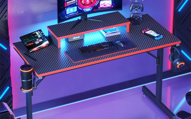 Gaming Desk With LED Lightning and Cable at Wlmart 2