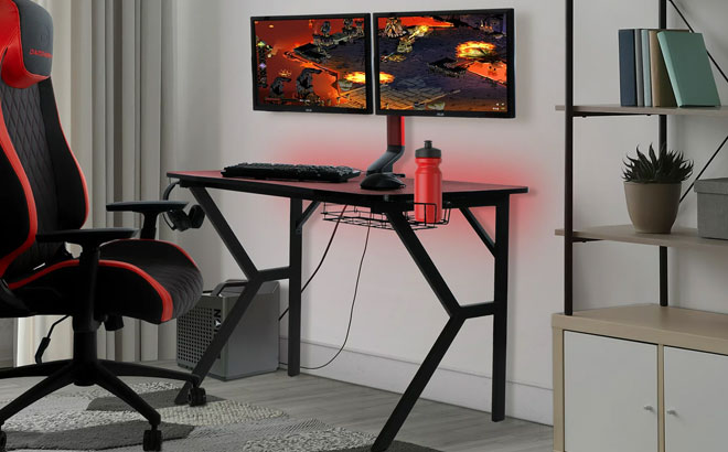 Gaming Desk With LED Lightning and Cable at Wlmart