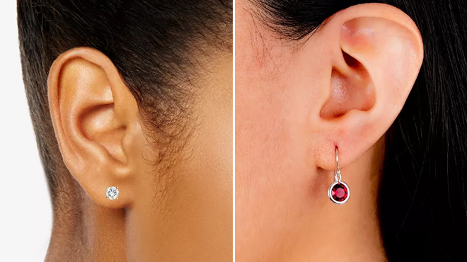 Giani Bernini Cubic Zirconia Stud Earrings Fine Crystal 6mm Bezel Drop Earrings