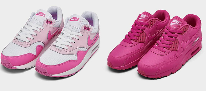 Girls Big Kids Nike Air Max 1 Casual Shoes and Girls Big Kids Nike Air Max 90 Leather Casual Shoes