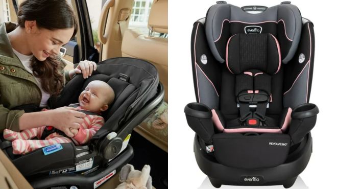 Graco SnugRide 35 LX Infant Car Seat and Evenflo Revolve360 Rotational All In One Convertible Car Seat